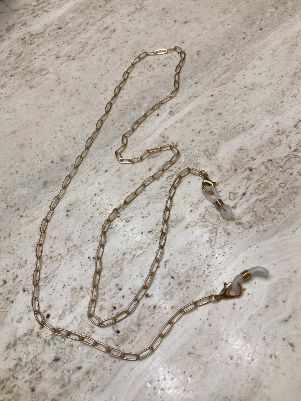 Gold-tone oval link eyeglasses chain necklace holder